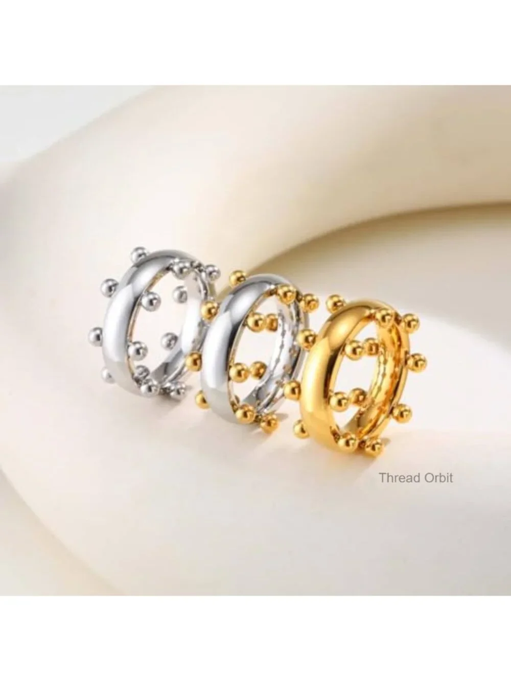 Stainless Steel Stacking Ring, Chunky Beaded Bands, Comfort Fit Promise Ring